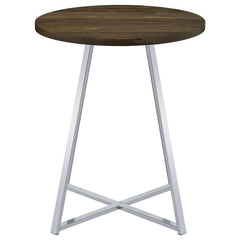 Burkhart Sled Base Round Bar Table Brown Oak and Chrome - 183516