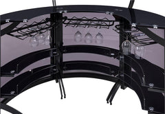 Dallas 2-shelf Curved Home Bar Smoke and Black Glass (Set of 3) - 182135-S3