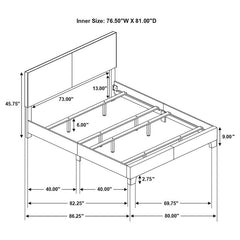 Dorian Upholstered Eastern King Panel Bed Grey - 300763KE