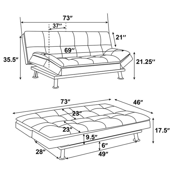 Dilleston Upholstered Tufted Convertible Sofa Bed Grey - 500096
