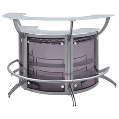 Dallas 2-shelf Curved Home Bar Silver and Frosted Glass (Set of 3) - 100135-S3