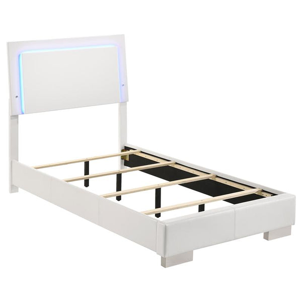 Felicity Wood Twin LED Panel Bed White High Gloss - 203500T