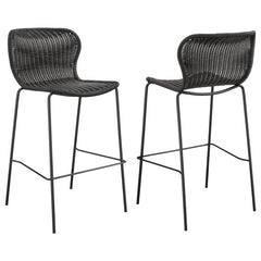 Mckinley Upholstered Bar Stools with Footrest (Set of 2) Brown and Sandy Black - 192040