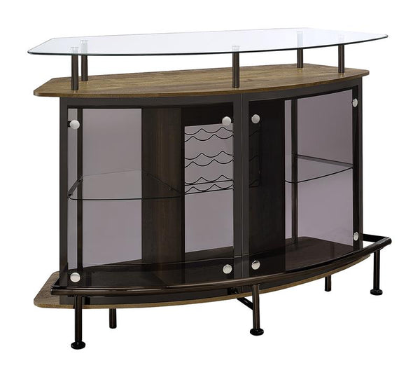 Gideon Crescent Shaped Glass Top Bar Unit with Drawer - 182236