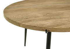 Pilar Round Solid Wood Top Coffee Table Natural and Black - 703608