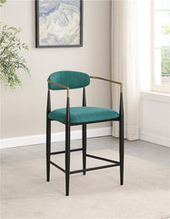 Tina Metal Counter Height Bar Stool with Upholstered Back and Seat Green (Set of 2) - 121185