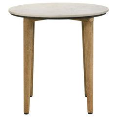 Aldis Round Marble Top Side End Table White and Natural - 703717
