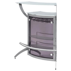 Dallas 2-shelf Home Bar Silver and Frosted Glass - 100135