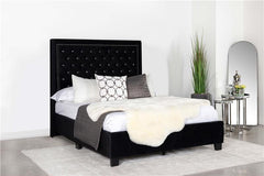 Hailey Upholstered Eastern King Panel Bed Black - 315925KE