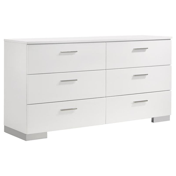 Felicity 6-drawer Dresser Glossy White - 203503