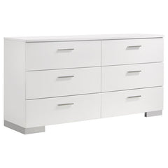 Felicity 4-piece Eastern King Bedroom Set White High Gloss - 203501KE-S4
