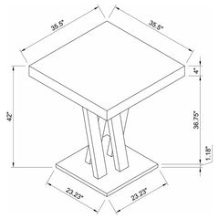 Freda Double X-shaped Base Square Bar Table Cappuccino - 100520