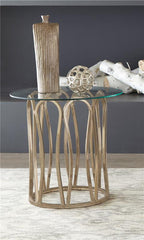 Monett Round Glass Top Side End Table Chocolate Chrome - 708057