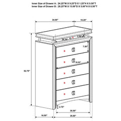 Giselle 6-drawer Bedroom Chest Rustic Beige - 224395