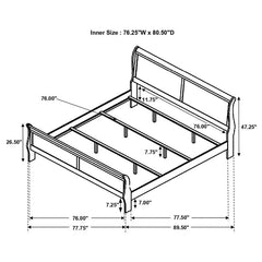 Louis Philippe Wood Eastern King Sleigh Bed Cappuccino - 202411KE