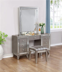 Leighton Vanity Table Set with Stool Metallic Mercury - 204927-SET