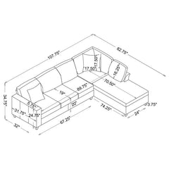 Mccord Upholstered Track Arm Sectional Sofa Dark Grey - 509347