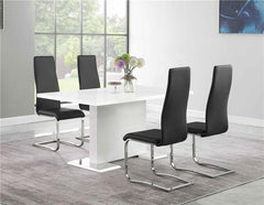 Montclair High Back Dining Chairs Black and Chrome (Set of 4) - 100515BLK
