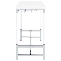 Norcrest Pub Height Bar Table with Acrylic Legs and Wine Storage White High Gloss - 182101