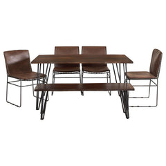 Topeka 6-piece Dining Set Mango Cocoa and Gunmetal - 193851-S6