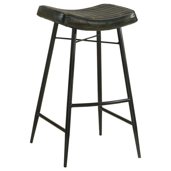 Bayu Leather Upholstered Saddle Seat Backless Bar Stool Antique Espresso and Black (Set of 2) - 109259