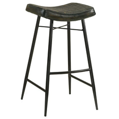 Bayu Leather Upholstered Saddle Seat Backless Bar Stool Antique Espresso and Black (Set of 2) - 109259
