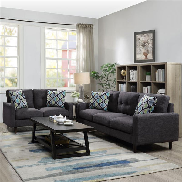 Watsonville 2-piece Upholstered Track Arm Sofa Set Grey - 552001-S2