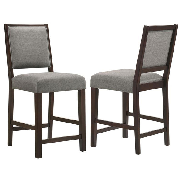 Bedford Upholstered Open Back Counter Height Stools with Footrest (Set of 2) Grey and Espresso - 183471