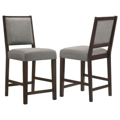 Bedford Upholstered Open Back Counter Height Stools with Footrest (Set of 2) Grey and Espresso - 183471