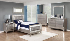 Leighton Wood Twin Panel Bed Metallic Mercury - 204921T