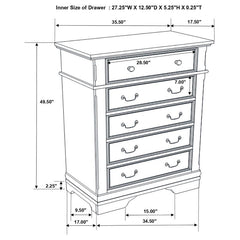 Cambridge 5-drawer Rectangular Chest Cappuccino - 203195