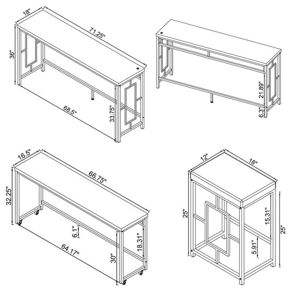 Jackson 5-piece Multipurpose Counter Height Table Set White and Chrome - 182715