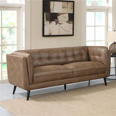 Thatcher Upholstered Tuxedo Arm Tufted Sofa Brown - 509421