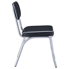 Retro Open Back Side Chairs Black and Chrome (Set of 2) - 2066