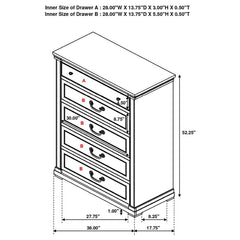 Hillcrest 5-drawer Bedroom Chest Distressed White - 223355