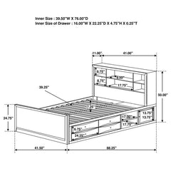 Phoenix Wood Twin Storage Bookcase Bed Cappuccino - 400180T
