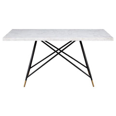 Gabrielle Rectangular Marble Top Dining Table White and Black - 190361
