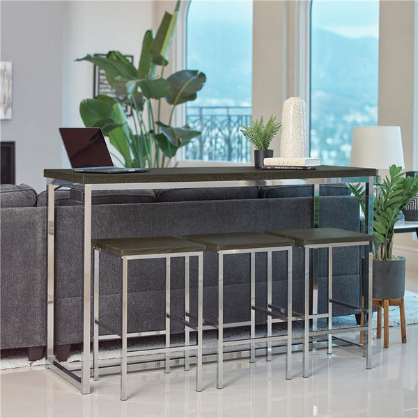 Cassidy 4-piece Rectangular Counter Height Set Dark Oak and Chrome - 182255