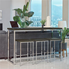 Cassidy 4-piece Rectangular Counter Height Set Dark Oak and Chrome - 182255
