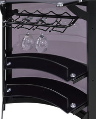 Dallas 2-shelf Home Bar Smoked and Black Glass - 182135