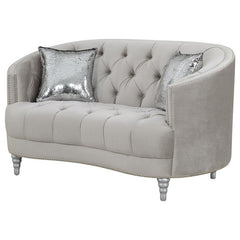 Avonlea Upholstered Sloped Arm Loveseat Grey Velvet - 508462