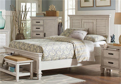 Franco Wood Eastern King Panel Bed Distressed White - 205331KE