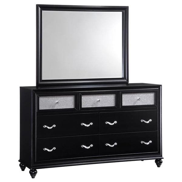 Barzini 7-drawer Dresser with Mirror Black - 200893M
