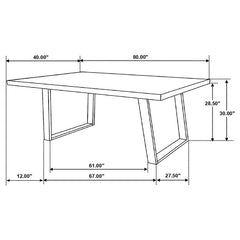 Misty Sled Leg Dining Table Grey Sheesham and Gunmetal - 110681