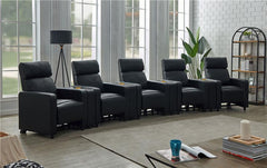 Toohey Upholstered Tufted Recliner Living Room Set Black - 600181-S5A