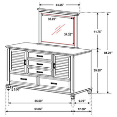 Franco 5-drawer Dresser with Mirror Antique White - 205333M