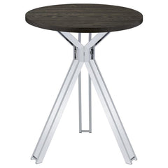 Edgerton Round Wood Top Bar Table Dark Oak and Chrome - 183131