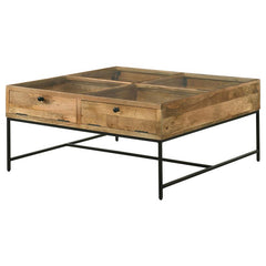 Stephie 4-drawer Square Glass Top Coffee Table Honey Brown - 704698
