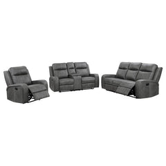 Raelynn 3-piece Upholstered Reclining Sofa Set Grey - 603191-S3