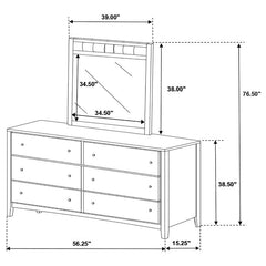 Carlton 6-drawer Rectangular Dresser with Mirror Cappuccino - 202093M